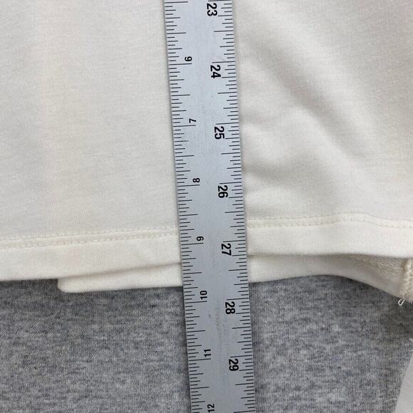 Cato Blouse Womens XS Cream Fringed Split Sides VNeck 3/4 Sleeve Stretch - Picture 9 of 10